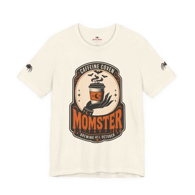 Momster Caffeine Coven Tee | Halloween Mom shirt, spooky pumpkin coffee design