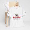Black Widow Corvette performance tee with vintage emblem and cinematic rear graphic, 100% cotton, available in multiple sizes