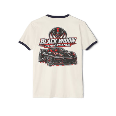 Black Widow Performance unisex cotton ringer t-shirt with classic fit and contrasting collar and sleeve binding