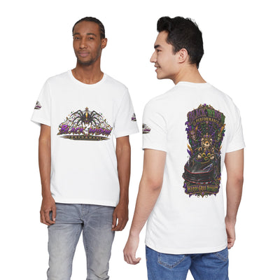 Black Widow Mardi Gras Tee — Vintage Spider Performance Graphic T-Shirt
