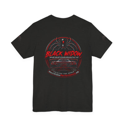 Black Veteran Corvette C8 Tee with Black Widow Performance graphic on black Bella+Canvas 3001 shirt