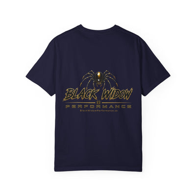 Venom in Motion Corvette C8 T-Shirt with black widow design and bold graphic on heavyweight cotton