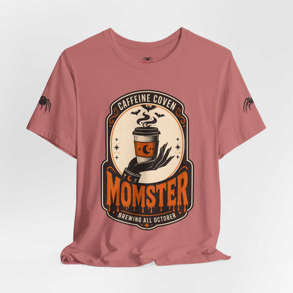 Momster Caffeine Coven Tee | Halloween Mom shirt, spooky pumpkin coffee design