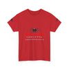 Black Widow Corvette performance tee with vintage racing graphic and size guide table