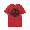 Black Widow Corvette R.I.P. Twenties T-shirt with vintage 1920s nostalgia design and size guide table