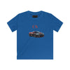 Kids black C8 Corvette Black Widow tee with sports car graphic and "One of One" design