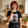 Women's fitted pink Cowgirl graphic tee with cowboy boots and hat design
