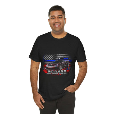 Black Veteran Corvette C8 Tee with Black Widow Performance graphic on breathable cotton fabric