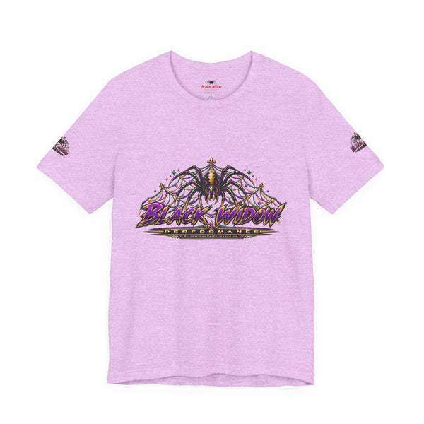 Black Widow Mardi Gras Tee — Vintage Spider Performance Graphic T-Shirt