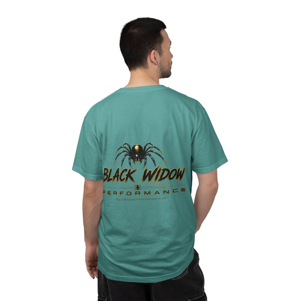 Venom in Motion Corvette C8 T-Shirt with black widow graphic and relaxed fit