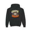 Youth Hoodie – "Creepin' Around" Halloween Spider Skull Design