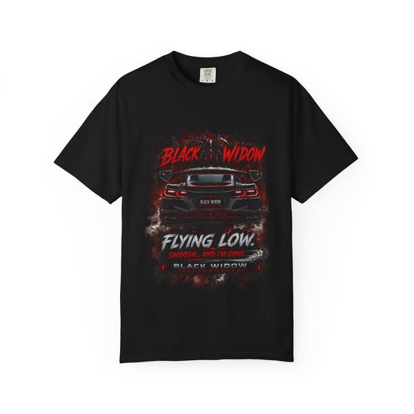 Too Fast To Follow Black Widow Horsepower Sports Car T-Shirt