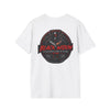 Black Widow Corvette R.I.P. Twenties T-shirt with vintage 1920s design and size guide table