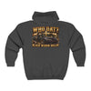 Black Widow zip hoodie in Saints colors with racing streetwear design and bold graphics