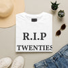 Black Widow Corvette R.I.P. Twenties T-shirt with vintage 1920s design and size guide table