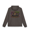 Black Widow Mardi Gras black windbreaker with "March Goes Insanity" graphic and pale camo design