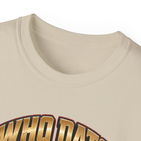 Black Who Dat? Black Widow heavyweight racing graphic tee with vintage design