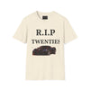 Black Widow Corvette R.I.P. Twenties T-shirt with vintage 1920s nostalgic design and size guide table