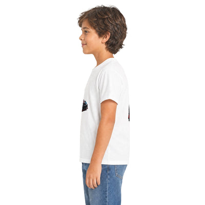 Kids C8 Corvette black tee with sports car design on lightweight cotton shirt