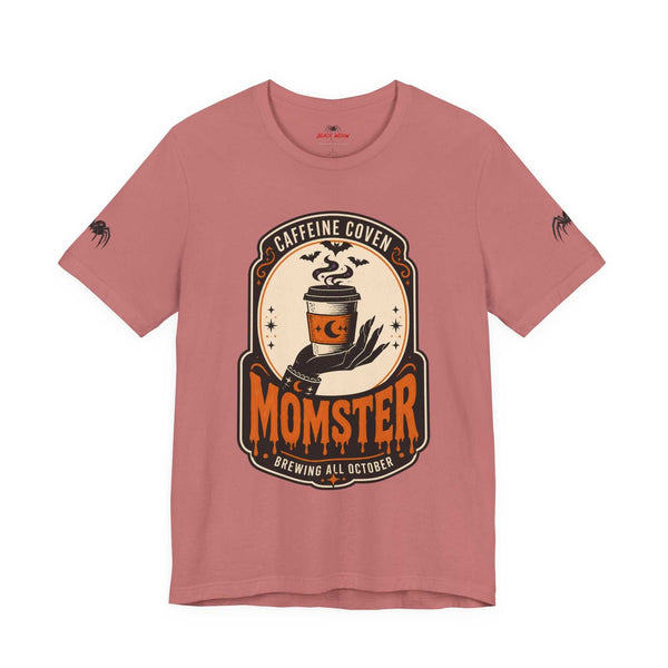 Momster Caffeine Coven Tee | Halloween Mom shirt, spooky pumpkin coffee design