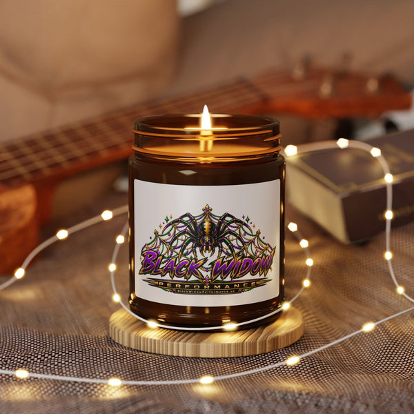 Gothic Bat Soy Candle in amber jar with eco-friendly soy wax and cotton wick