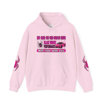 Black Widow Performance Hoodie — Pink Spider Racing Design