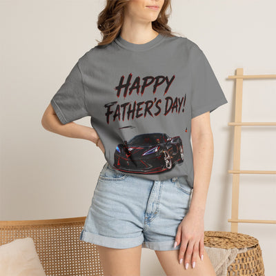 Black Widow Corvette C8 Dad T-shirt in soft garment-dyed cotton with sleek car design