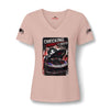 Checking Under The Hood Tee — Women's V-Neck Cat & Sports Car Graphic