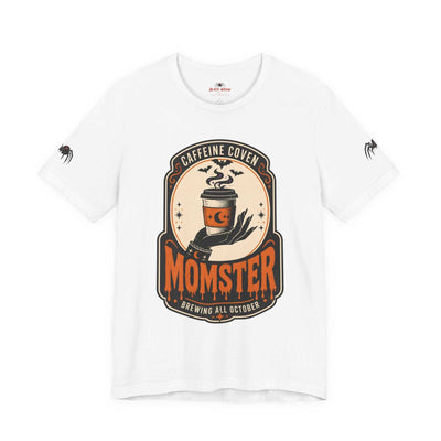 Momster Caffeine Coven Tee | Halloween Mom shirt, spooky pumpkin coffee design