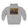 Black Widow full-zip hoodie in Saints colors with bold graphic and adjustable hood