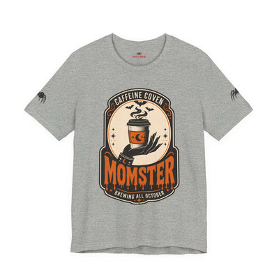 Momster Caffeine Coven Tee | Halloween Mom shirt, spooky pumpkin coffee design