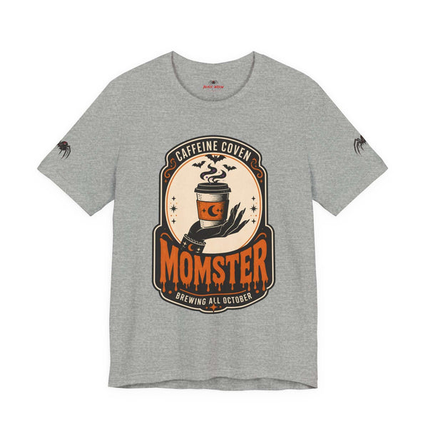 Momster Caffeine Coven Tee | Halloween Mom shirt, spooky pumpkin coffee design