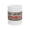 White ceramic mug with colorful custom design, 11oz and 15oz sizes, dishwasher and microwave safe