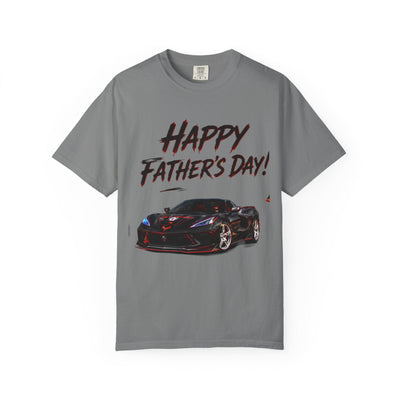 Black Widow Corvette C8 Dad T-shirt in soft garment-dyed cotton with minimalist car design