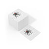 Black Widow Spider cocktail napkin with red abdomen and embossed edges for Halloween parties