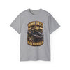 Who Dat? Black Widow heavyweight racing graphic tee with vintage feel and black widow emblem