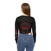 Black Widow long-sleeve V-neck shirt with racing car graphic and custom black widow emblem