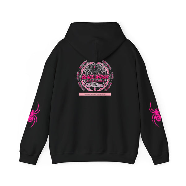 Black Widow Performance Hoodie — Pink Spider Racing Design