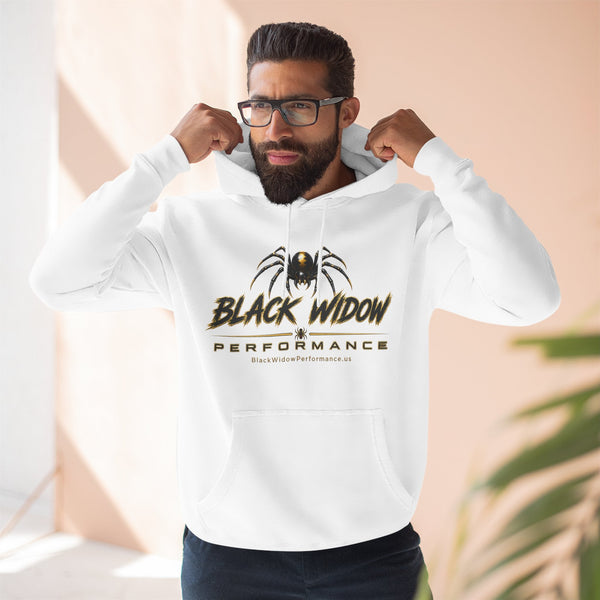 Black Widow Performance Hoodie medium-heavy fleece pullover with spider logo and Game Day racing graphics