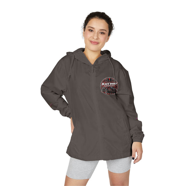 Black Widow Mardi Gras blackout windbreaker with "March Goes Insanity" graphic and pale camo design