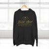 Black Widow Performance Hoodie black fleece pullover with hood and kangaroo pocket featuring spider logo and bold Game Day racing graphics