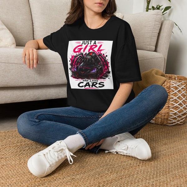 Just A Girl Who Loves Cars T-Shirt — Racing Spider Graphic Tee