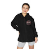 Black Widow Mardi Gras Blackout Nation lightweight water-resistant windbreaker with graphic design and mesh hood