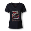 Checking Under The Hood Tee — Women's V-Neck Cat & Sports Car Graphic