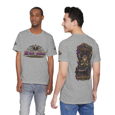 Black Widow Mardi Gras Tee — Vintage Spider Performance Graphic T-Shirt