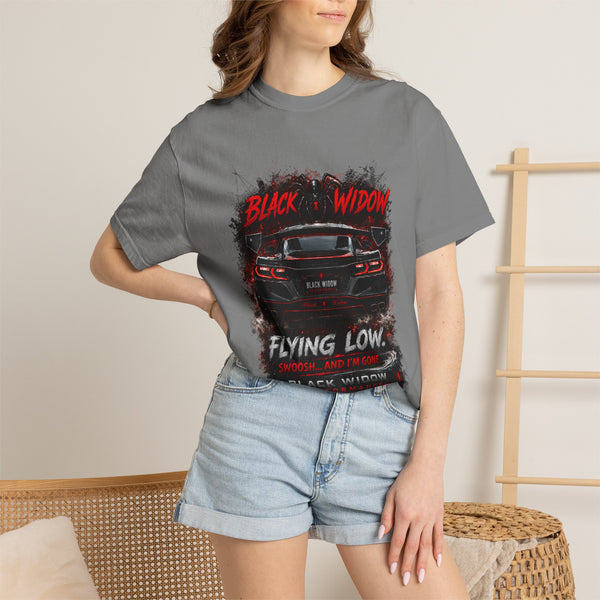 Too Fast To Follow Black Widow Horsepower Sports Car T-Shirt