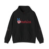 Veteran ’Merica Car Flag Hoodie with patriotic Corvette design and distressed American flag graphics on cozy midweight fabric