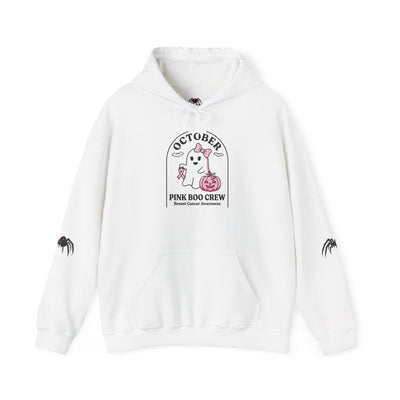 Halloween Ghost Hoodie — "October Pink Boo Crew" Graphic Pullover