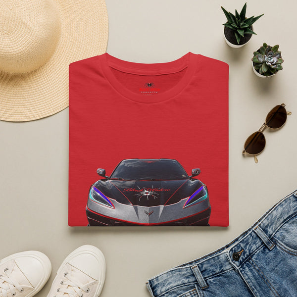 Black Widow Performance Corvette Z51 black t-shirt with subtle Corvette design and ribbed collar