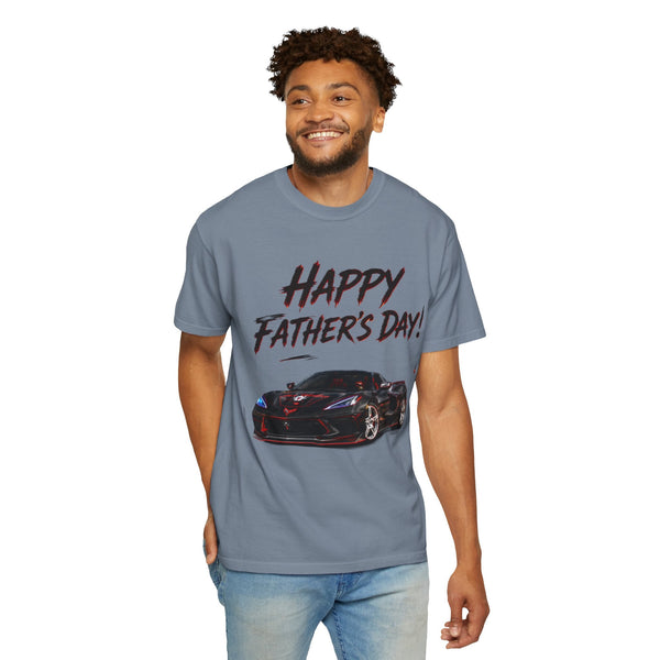 Black Widow Corvette C8 Dad T-shirt in black garment-dyed cotton with bold minimal design